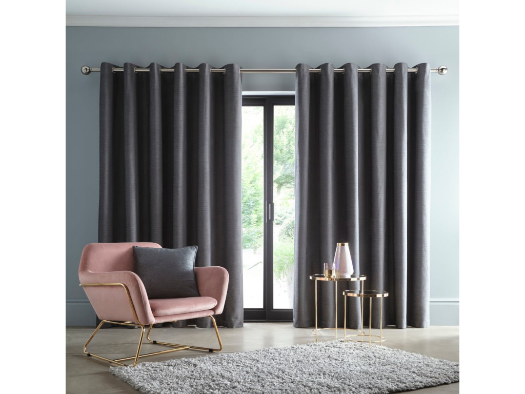 Studio G Arezzo Charcoal Blackout Eyelet Curtains and Cushion